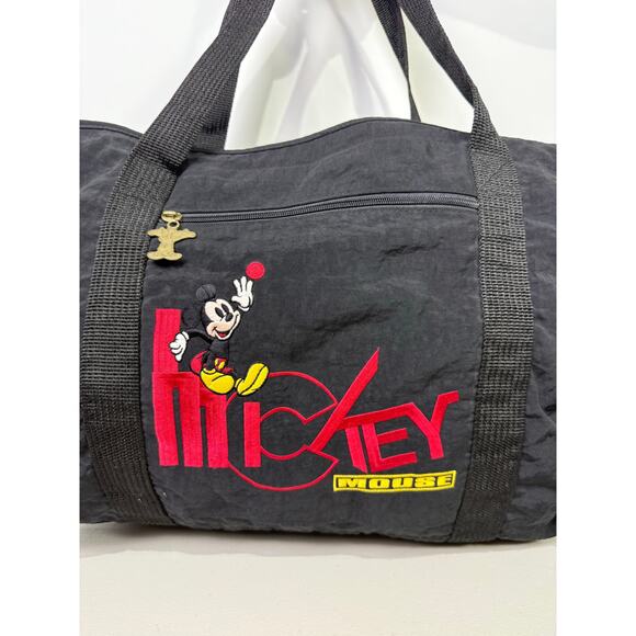 Mickey Mouse Disney Tote Bag Black Zipper Travel Zip Close Casual 18x12 Vintage - Picture 2 of 14